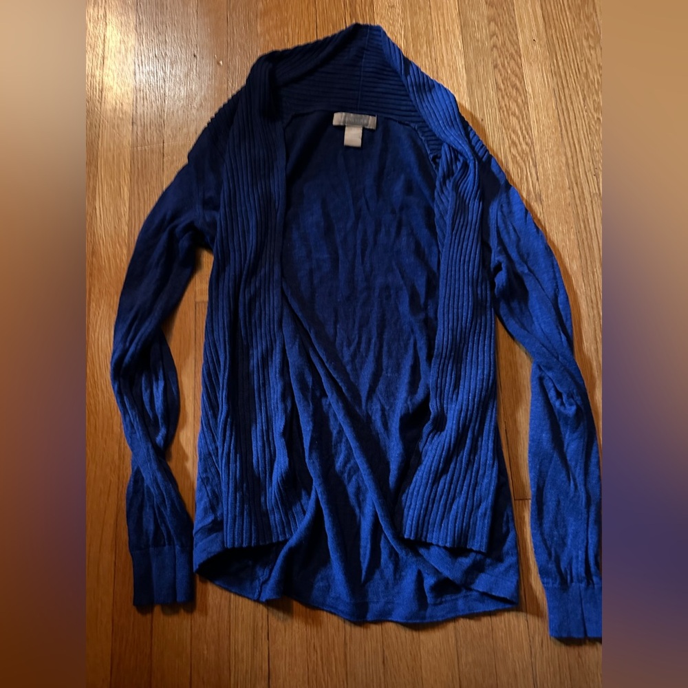 Banana Republic Drapey Open Royal Blue Linen Blend Cardigan, Size XS